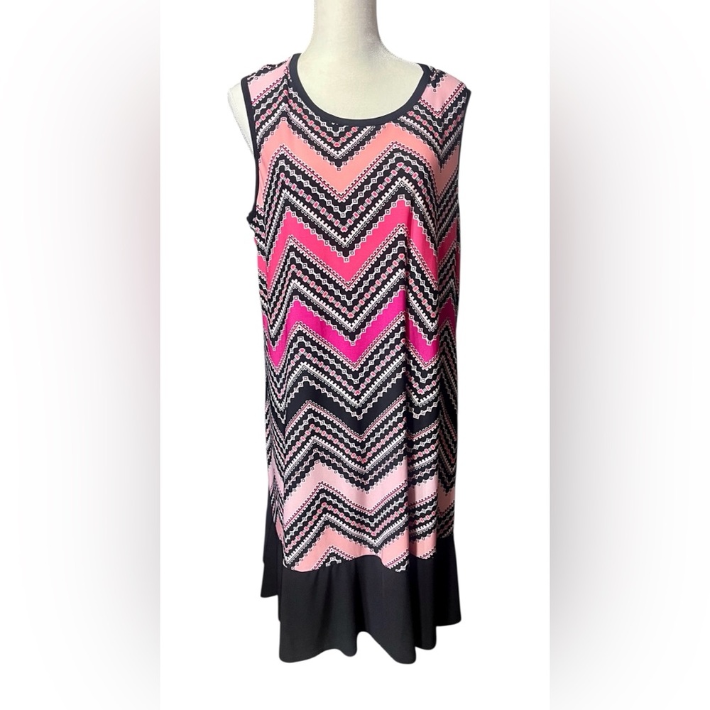 BLU SAGE Women's Plus Size 22W Pinks Black & white Bohemian Style Midi Dress